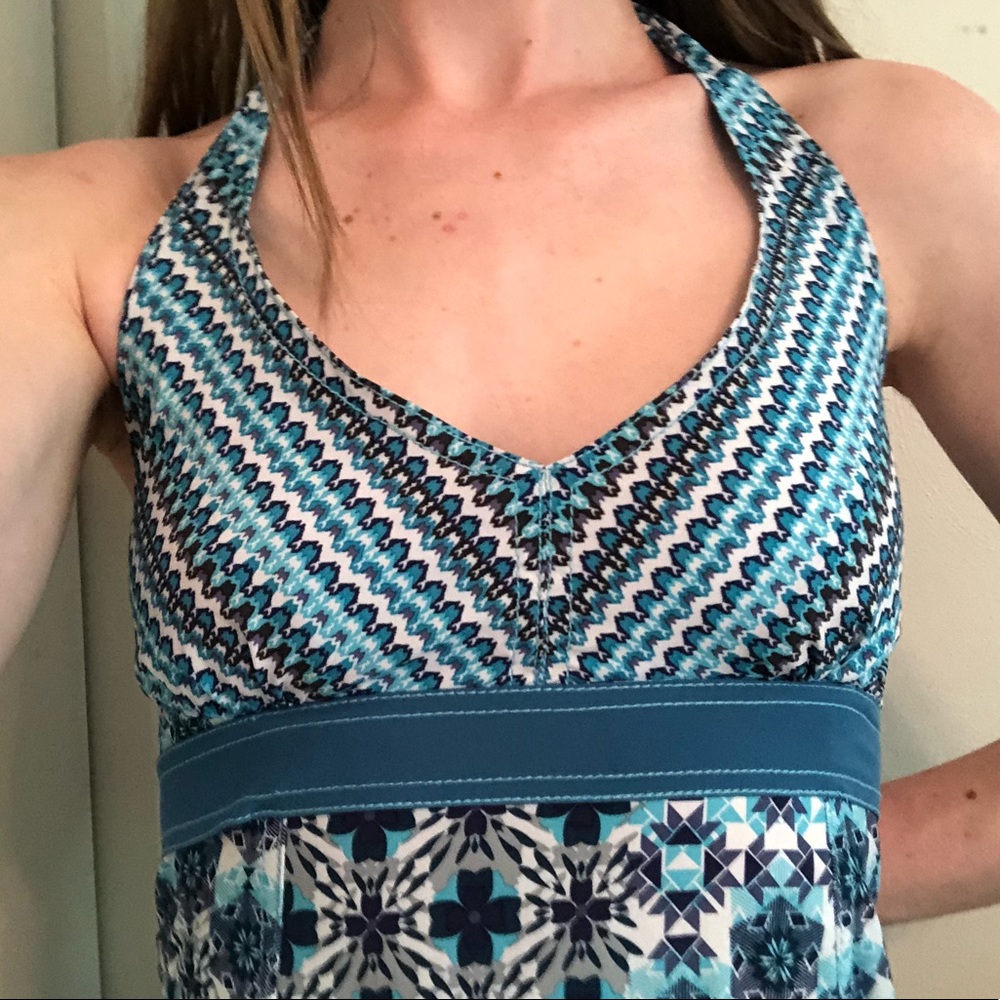 Athleta Halter Blue Patterned Dress